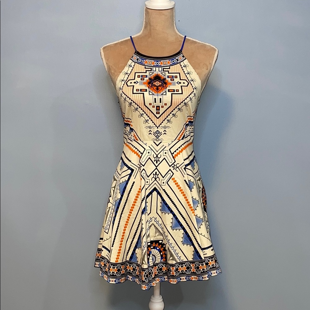 Flying Tomato Cream Halter Fit and Flare Mini Dress Size Small